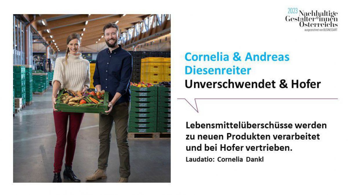 Cornelia und Andreas Diesenreiter mit einer Gemüsebox