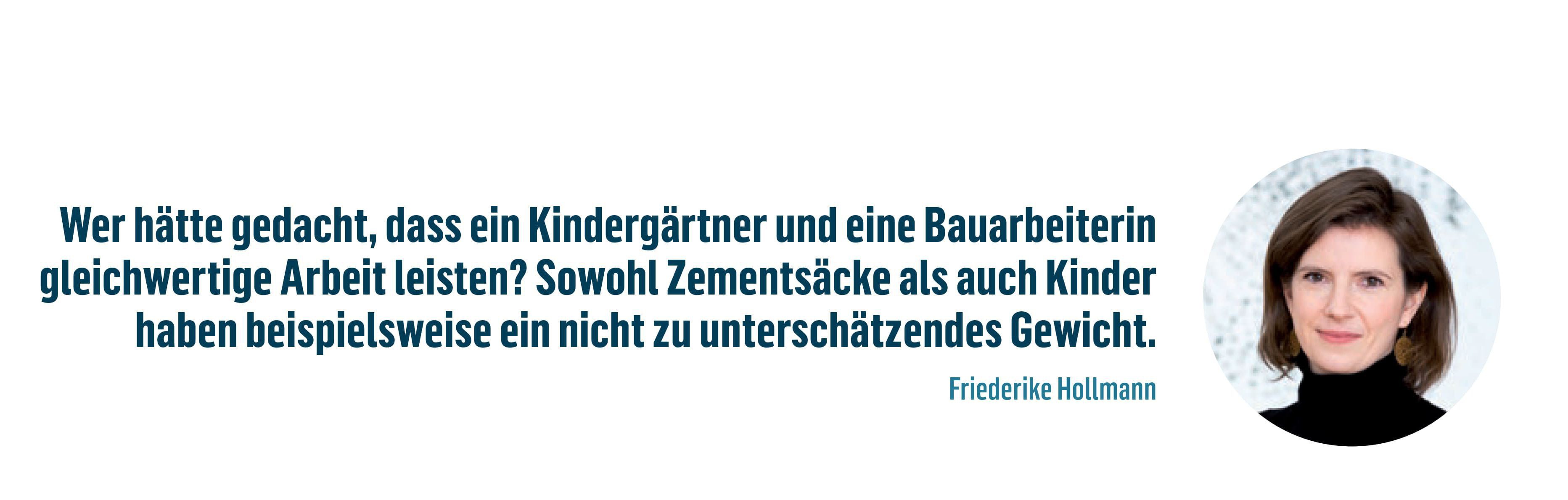 Portraitfoto von Friederike Hollmann, daneben ein Zitat von ihr: 