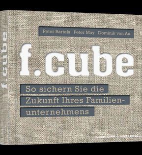 Ein brauch-grau-karierter Buchumschlag mit dem Titel: f.cuber: So sichern Sie die Zukunft Ihres Familienunternehmens