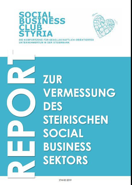 cover-social-business-report-2019. Blauer Hintergrund mit weißem Titel