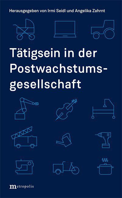 Blaues Cover mit dem Titel: Tätigsein in der Postwachstumsgesellschaft