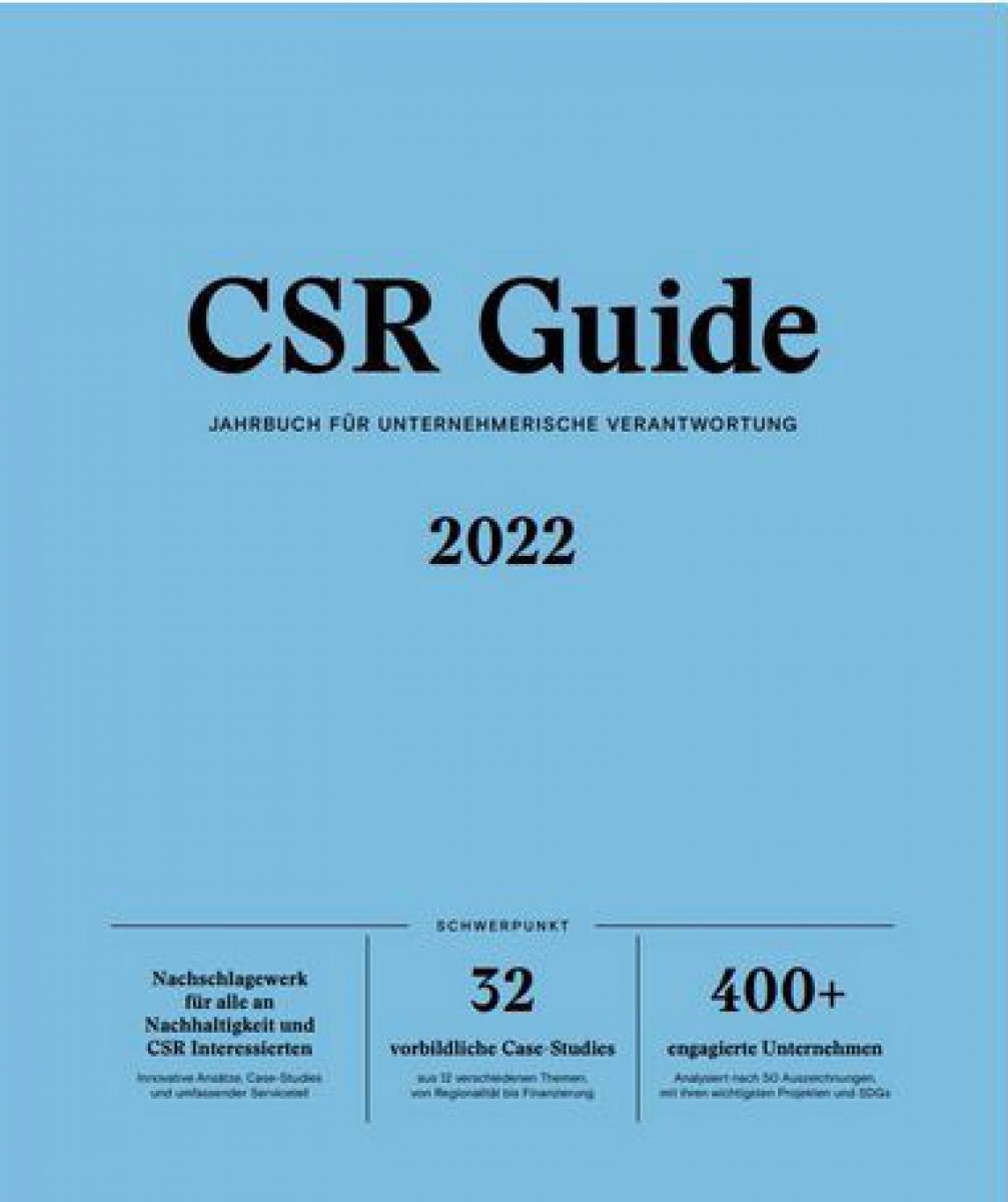 Blaues Cover mit dem Titel CSR-Guide 2022